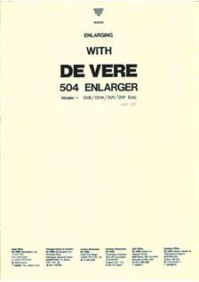 DeVere Ltd 504 Enlarger manual. Camera Instructions.